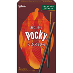 Glico Pocky Cacao 60% confectionery snacks featuring chocolate-coated biscuit sticks with rich cacao flavor.