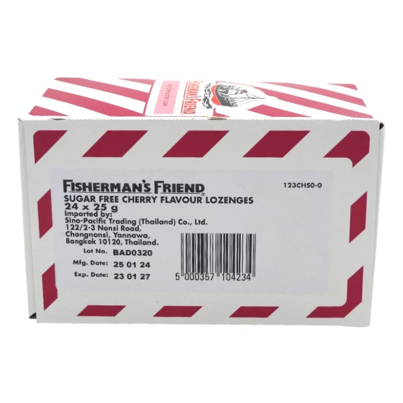 Fisherman's Friend Sugar Free Cherry lozenges in bright packaging, part of the dry grocery snacks and confectionery collection.