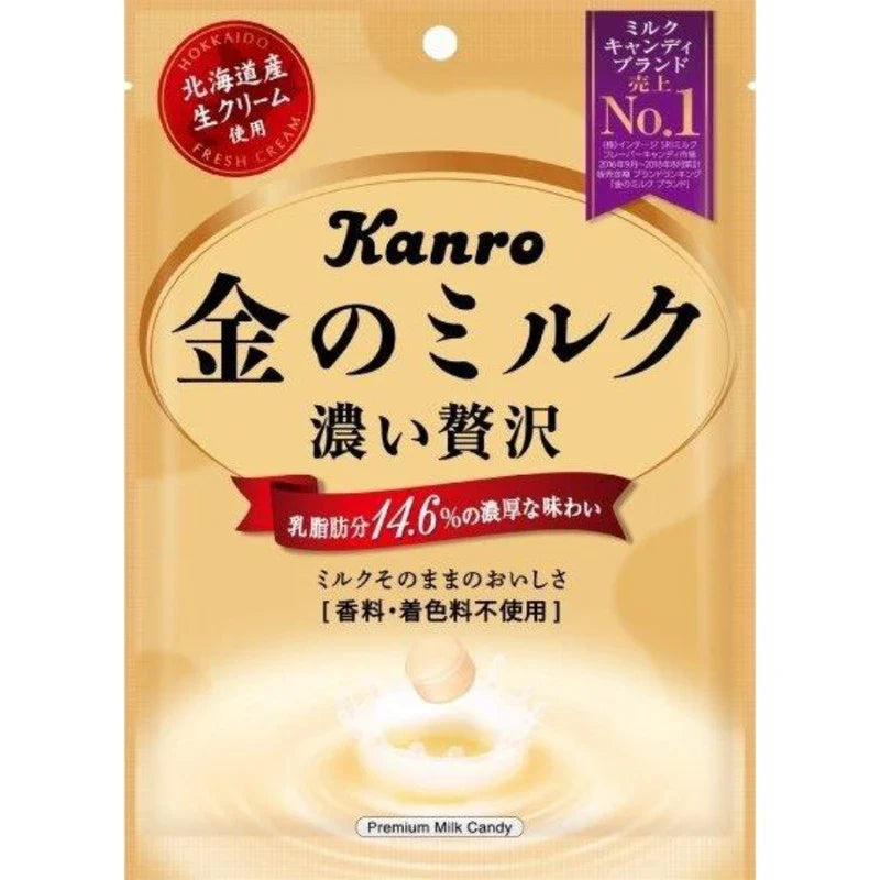 Kanro Premium Milk Candy 80g, soft and creamy milk confectionery snacks, shown in a clear image with colorful packaging.