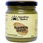 Sunshine Creamy Pumpkin Seed Spread jar with label, showcasing smooth, rich pumpkin seed spread in a grocery product image.