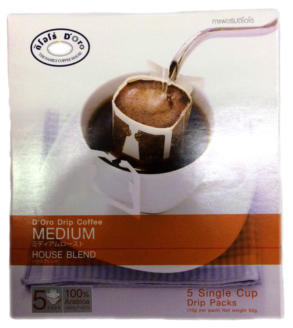 D'Oro House Blend Arabica coffee drink in a glass, showcasing a dark, rich beverage with a smooth texture and inviting aroma.