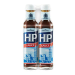 HP Worcestershire Sauce 255g bottles, shown side by side, in a dry grocery setting with labels visible on the bottles.