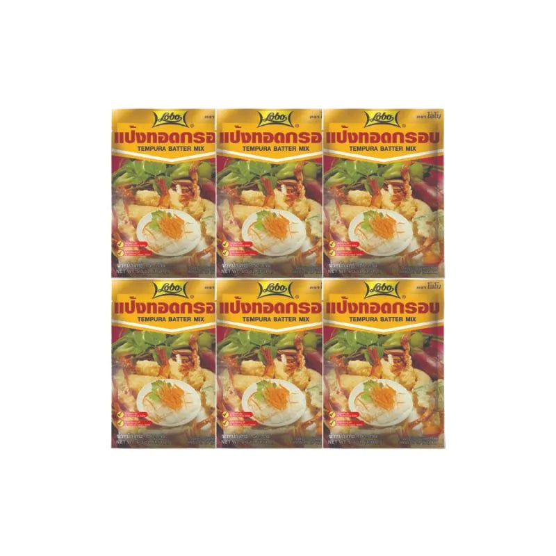 Lobo Crispy Fried Flour 150g package, dry grocery product with golden fried flour visible in the image.
