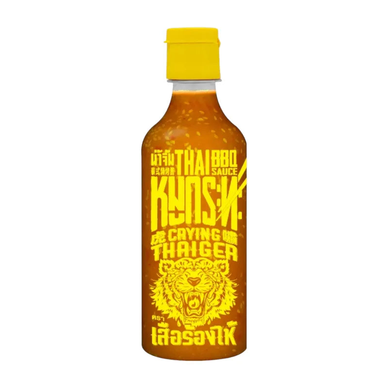 Crying Thaiger Pan-fried Pork Sauce in 490g dry grocery package, featuring the product label and packaging design.