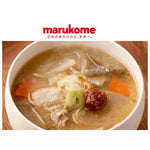 Marukome Plus Koji Miso additive-free dry grocery jar with white label and red cap, showcasing traditional Japanese miso paste.