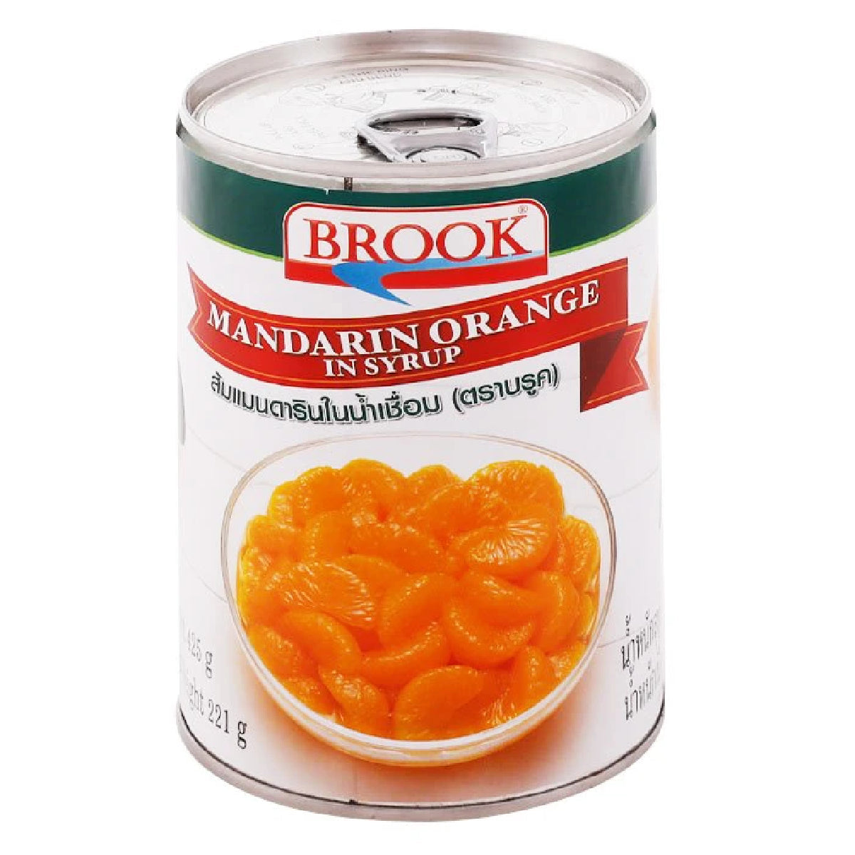 Brook Mandarin Orange in Syrup in a jar, showcasing vibrant orange slices immersed in sweet syrup, ideal for desserts or snacks.