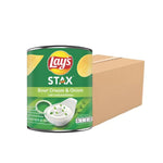 LAYS STAX Sour Cream and Onion snack bags, 42g x24, crispy potato snacks with creamy onion flavor in colorful packaging