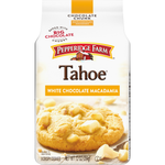 Pepperidge Farm Chunk White Chocolate confectionery snacks showing pieces of creamy white chocolate in a clear package