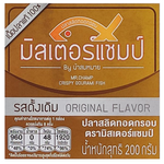 Mr.Champ Crispy Gourami Fish snack in original flavor, showing golden, crispy fish-shaped confectionery snack.