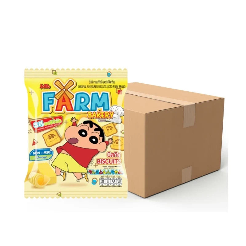 JOTO FARM Joto Farm Biscuit Bakery Original with Shinchan face, 20g x 12 packs, snack confectionery in a colorful package