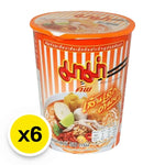 MAMA Mama Tomyum rice sticks, 50g x6 pack, dry grocery product with Thai flavors and crispy rice stick texture.