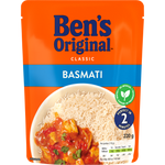 Ben's Original Basmati Microwave Rice in a microwaveable packaging, ready for quick preparation.