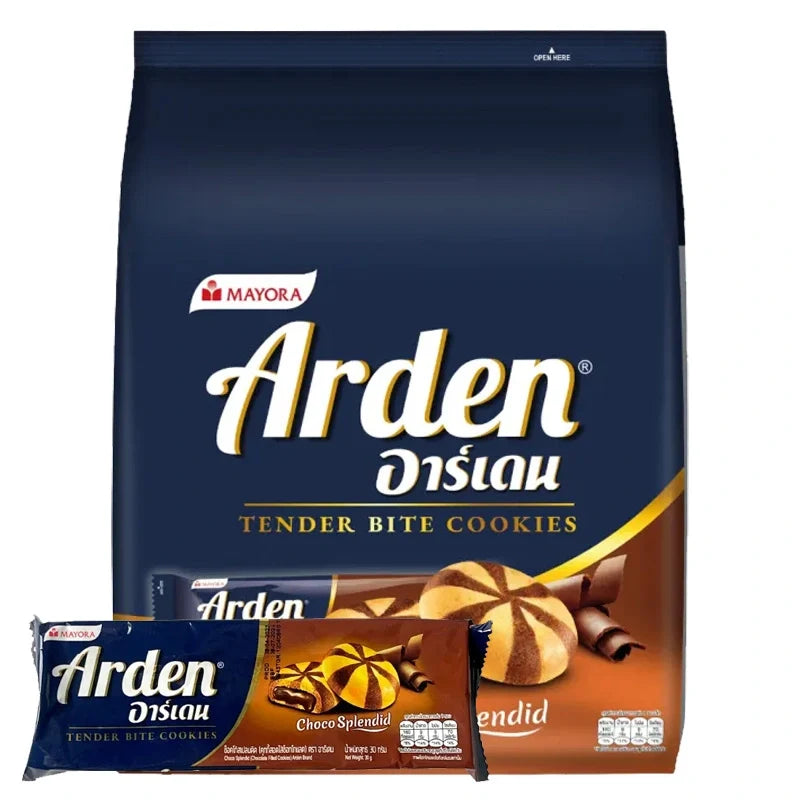 Arden Butter Choco Cookie 30g snack featuring a chocolate-filled butter cookie on a white background