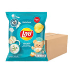 Lays Classic Sour Cream & Onion snack chips in 105g packs, showing crispy chips with sour cream and onion flavor.