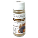 Jar of Tartufi Jimmy Truffle Porcini Spice in a glass container with label, showcasing gourmet mushroom and truffle seasoning.