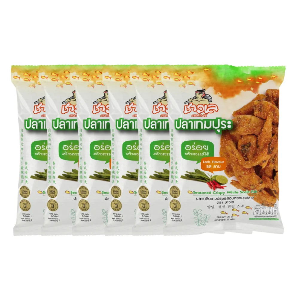 Chaolay Crispy White Sardine snack in 25g packet, featuring a crunchy, savory seafood treat from the CHAOLAY brand.