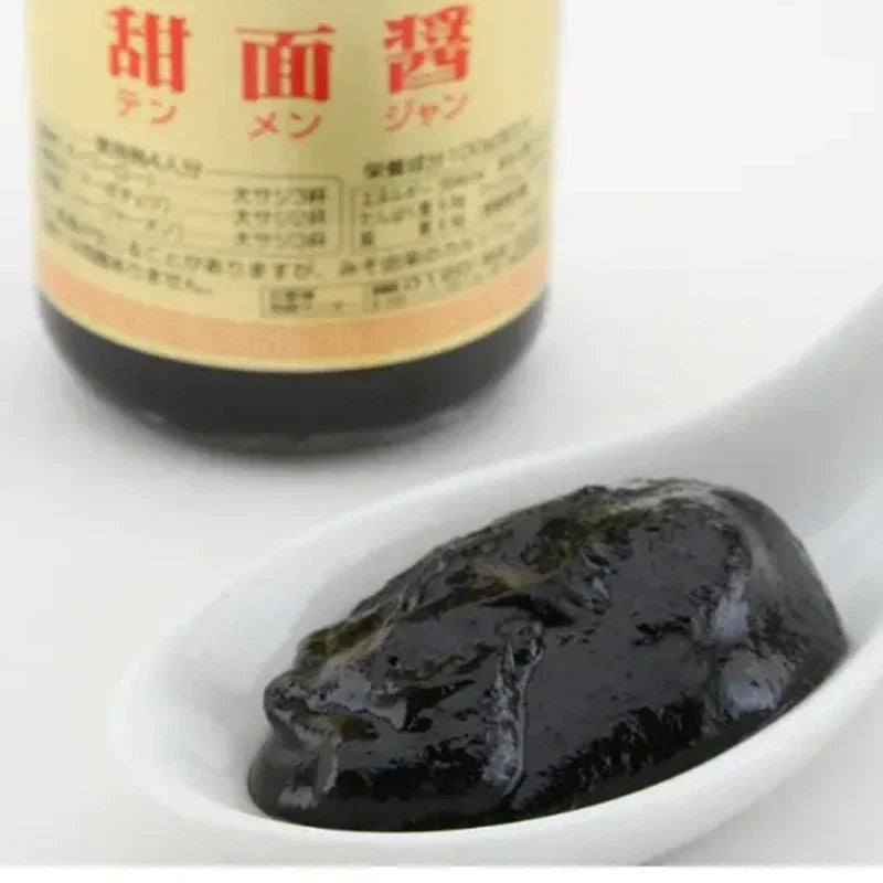 Youki Tenmenjan Tianmian Chinese sweet miso sauce in two 1kg bottles, traditional dry grocery condiment for Asian dishes