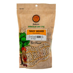 Fresh Baboo Navy Beans in a clear bowl, showcasing their small, white, smooth appearance for healthy cooking and recipes.