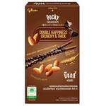 Glico Pocky Crushed Nut Noir confectionery snacks featuring chocolate-coated biscuit sticks topped with crushed nuts.