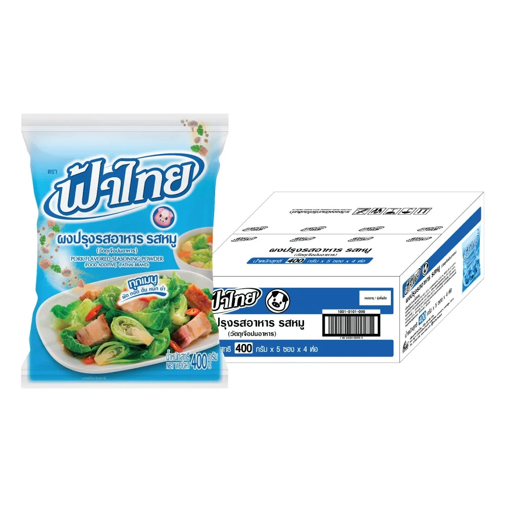 FATHAI Seasoning Powder Pork Flavor 400g, dry grocery product, close-up of the spice powder in a jar.