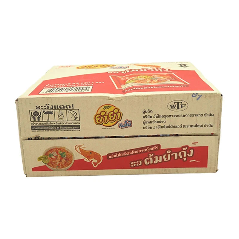 YUMYUM Jumbo Tom Yum Kung Instant Noodles 63g pack, dry grocery, featuring spicy and flavorful Thai-style noodle soup.