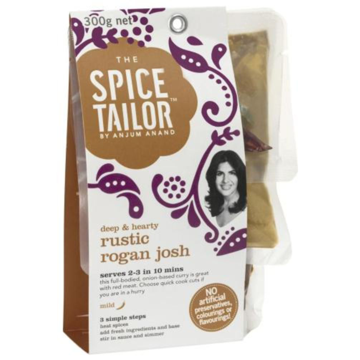 Pack of The Spice Tailor Rustic Rogan Josh grocery curry mix in a colorful packet with traditional design.
