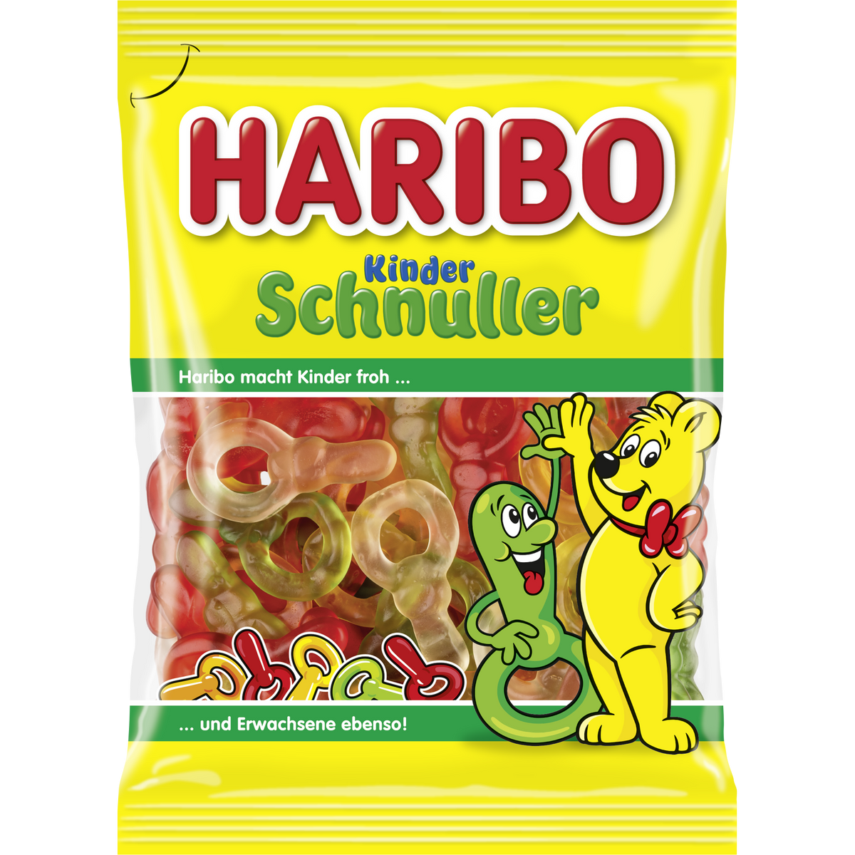 Haribo Kinder Schnuller confectionery snacks with colorful gummy shapes and playful designs, perfect for snacking and sharing.