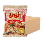MAMA stir-fried noodles with drunken flavor packets, dry grocery product, cooked and served in a bowl with garnishes