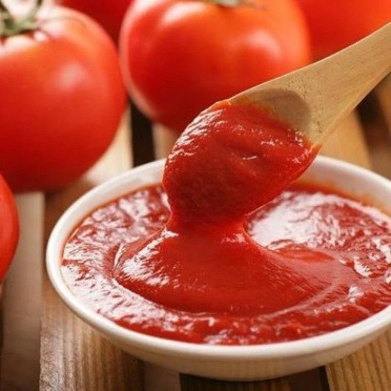 MICA Mica Tomato Paste 170g jar, showcasing the rich red color and smooth texture of the dry grocery product.