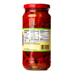 Canned Mezzetta roasted bell peppers in a jar, showcasing vibrant red and yellow peppers ready for cooking or salads.
