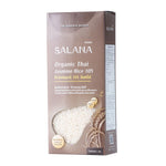 Salana Organic Thai Jasmine Rice 105 in 1kg bag, showing long grains of aromatic dry grocery rice from SALANA brand