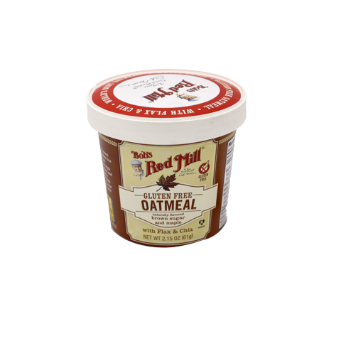 Bob's Red Mill Oatmeal with brown sugar in a bowl, showing a healthy breakfast option with oats and sweet brown sugar topping.