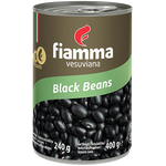 Fiamma Vesuviana Black Beans in a can, showcasing the label and product details for grocery shopping.