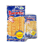 BENTO Bento Cuttlefish Prung Ros 4g snack packs, dry grocery confectionery, colorful packaging with crispy cuttlefish pieces inside