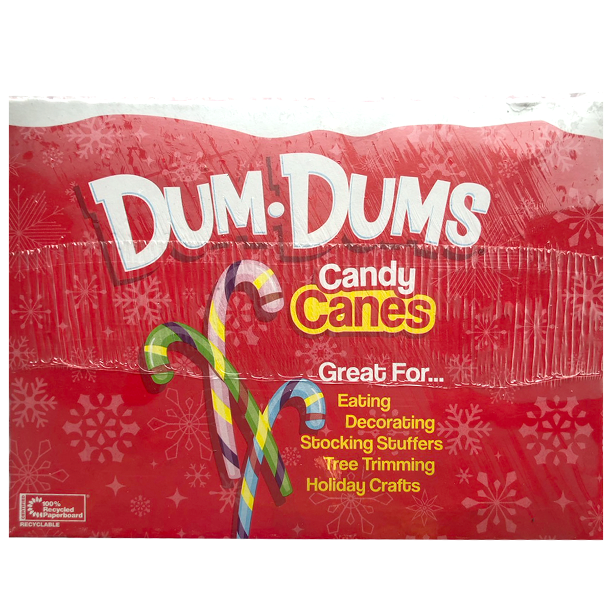 Spangler Dum Dum Candy Canes in red and white striped confectionery snacks, featuring classic holiday candy canes.