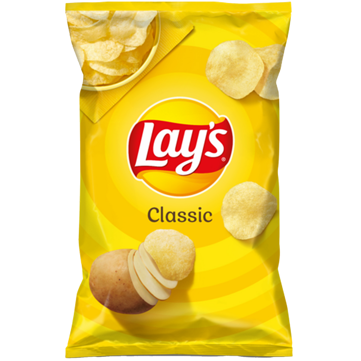 Lay's Classic Salt Potato Chips in a bowl, showing crispy, salted snack chips from Lay's in natural lighting.