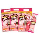 Grinny strawberry-flavored corn snack in three 11g packs, crispy dry grocery snack for sweet snack lovers.