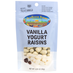 Sunridge Farms Yogurt Raisins in a clear bowl, showing plump raisins coated with creamy yogurt glaze, perfect for snack lovers.