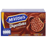 Mcvitie's Milk Chocolate Digestive biscuits, a pack of crunchy confectionery snacks with milk chocolate coating.