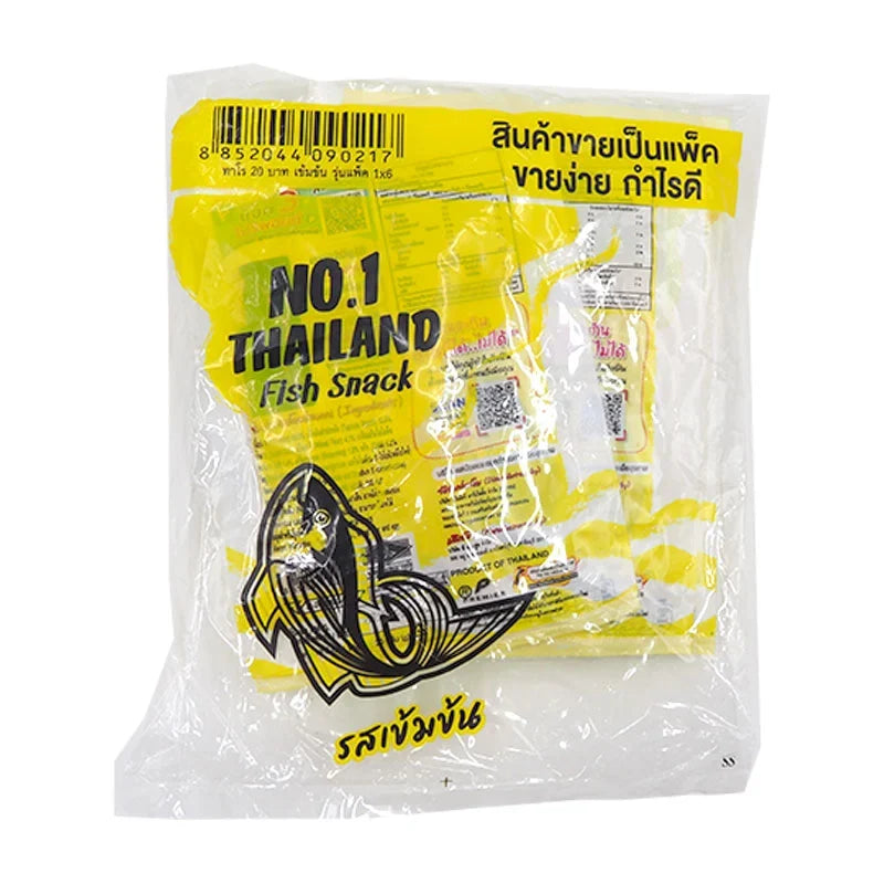 Spicy flavored Taro Fish Snack in 20g packs, TARO brand, dry grocery snack with crispy fish snacks in a colorful package.
