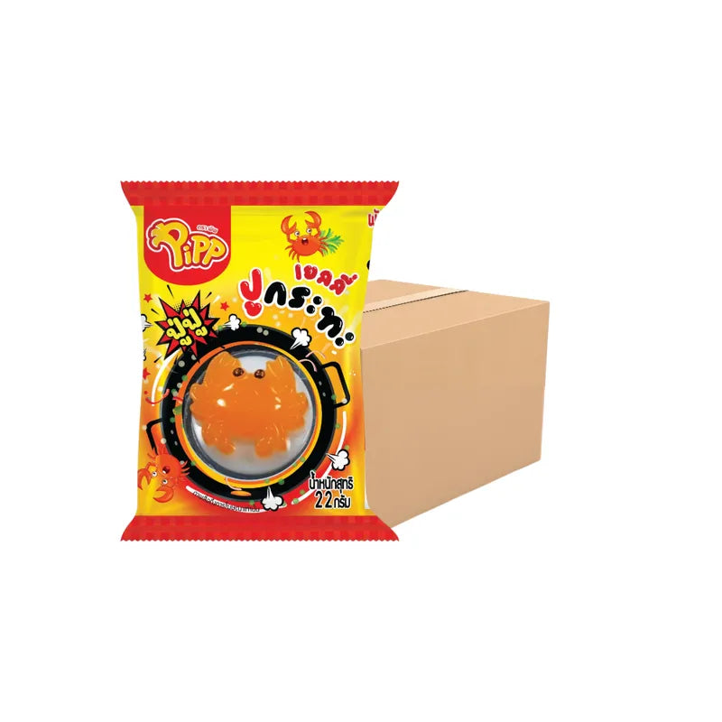 PIPP Pipp Carrageenan and Konjac Jelly Crab PAN shape with popping, dry grocery snack, colorful confectionery treat in bright packaging