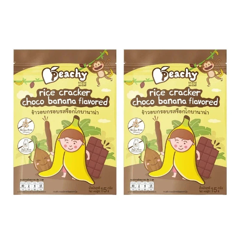 Peachy Rice Crisps with Chocolate Banana Flavor and Sweet Corn, a snack from Peachy in dry grocery and confectionery.