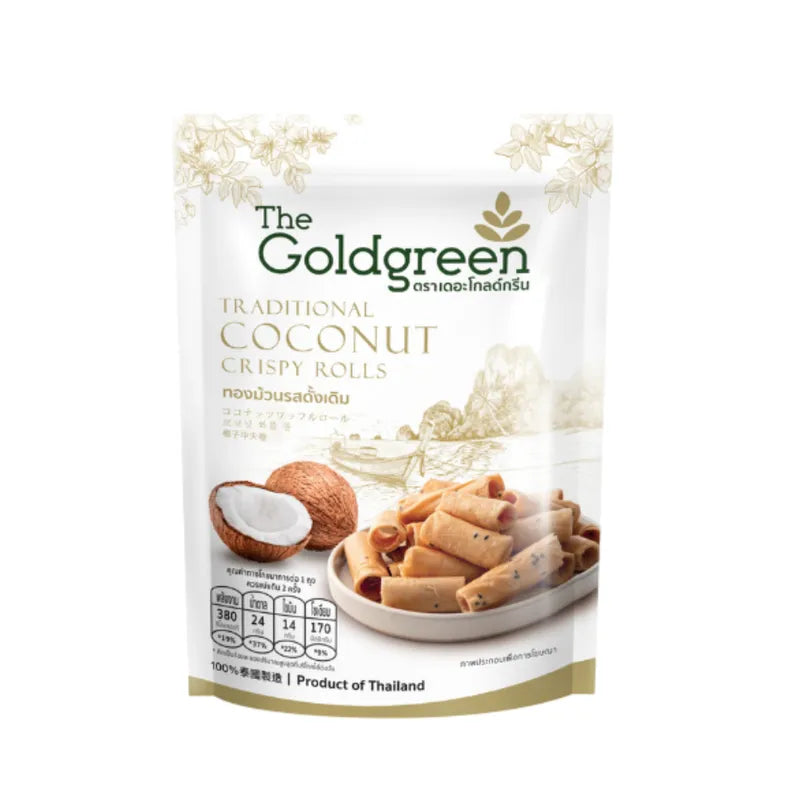Traditional coconut snack from THE GOLDGREEN Gold Rolls Original Flavor, showcasing golden coconut-filled confections.