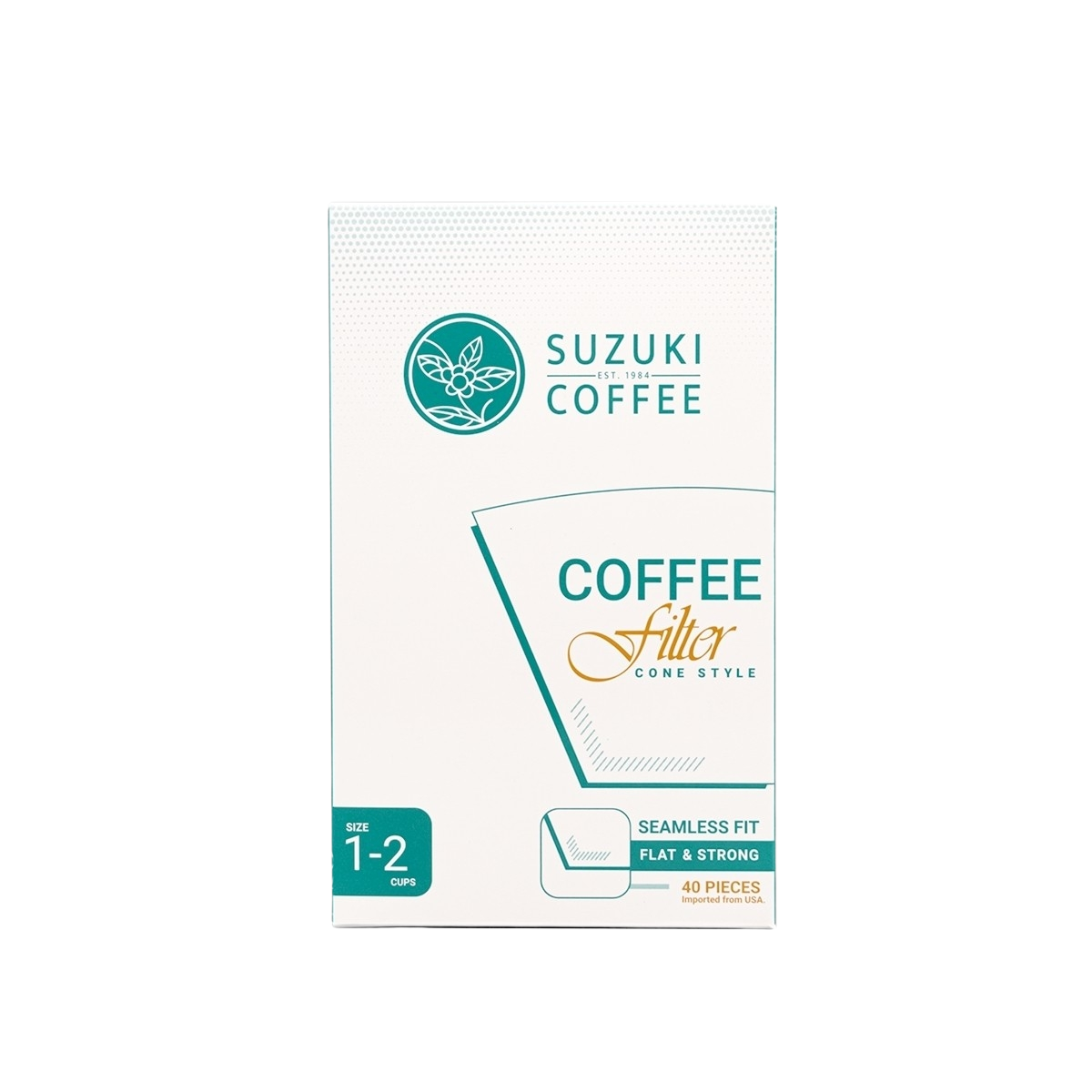 Suzuki filter paper for 1-2 cup drinks, suitable for brewing coffee or tea, shown in a close-up image.
