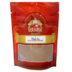 Chao Sua Star Anise Powder in a clear jar, showcasing the star-shaped spice, used in cooking and baking.