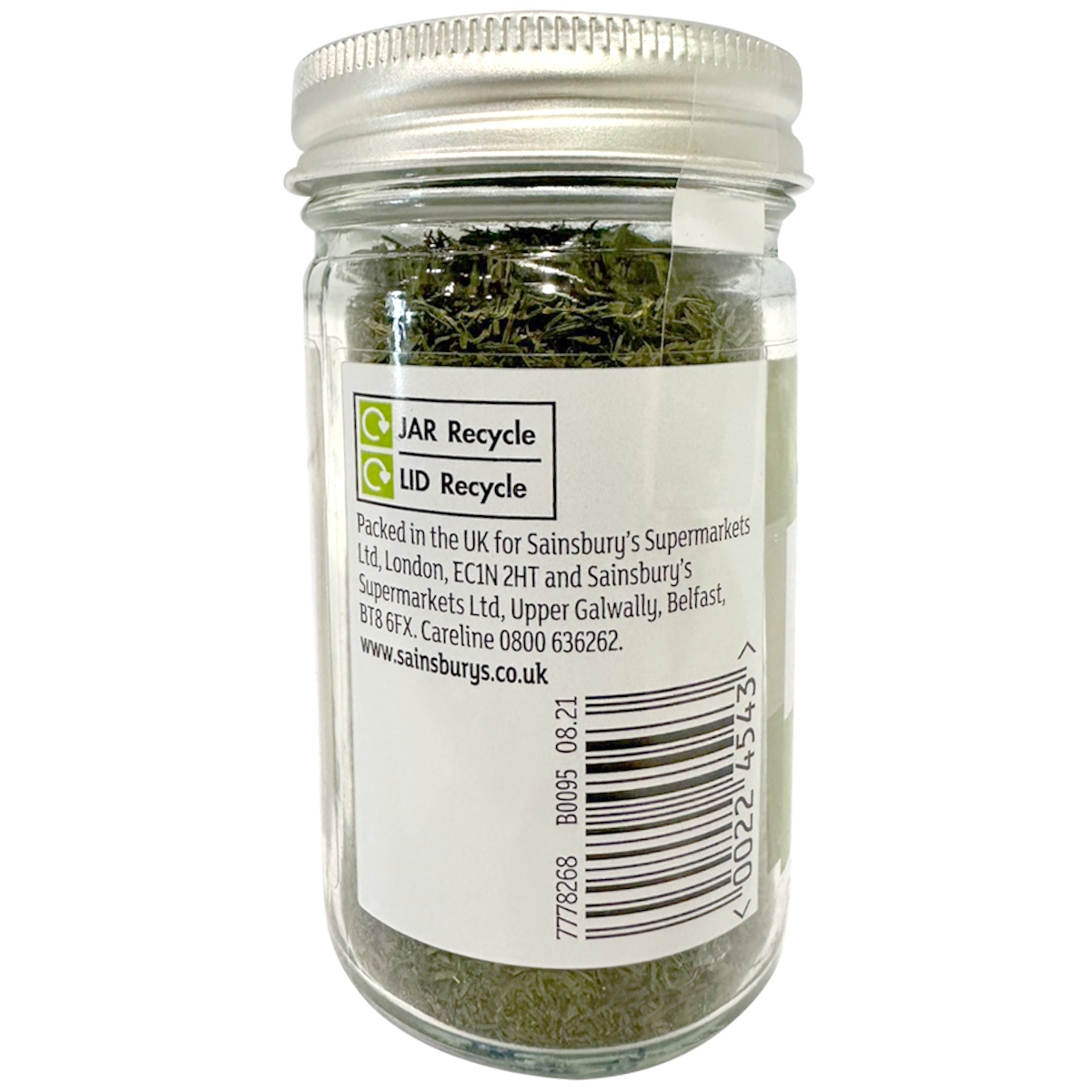 Fresh Sainsbury's dill bunch, vibrant green herb for cooking and garnishing, in a grocery display.