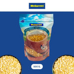 Mcgarrett split soybeans in a 500g package, dry grocery product with greenish dry soybeans shown in the image.