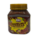 Nims chocolate spread jar with a smooth chocolate spread inside, shown on a clean background for dry grocery product.