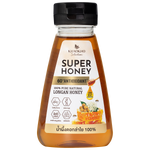 Khaokho Selection Longan Honey 100% in a glass jar, showcasing golden, viscous honey from Thai grocery brand.