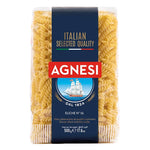 Dry grocery Agnesi Eliche No.56 pasta in 500g package, uncooked, showing the twisted, spiral shape of the Italian pasta.